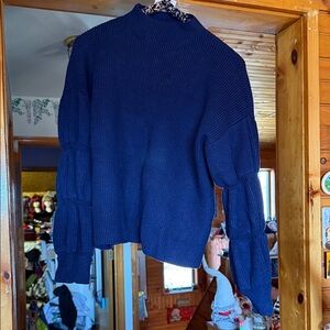 Classic Navy Ribbed Mockneck Sweater